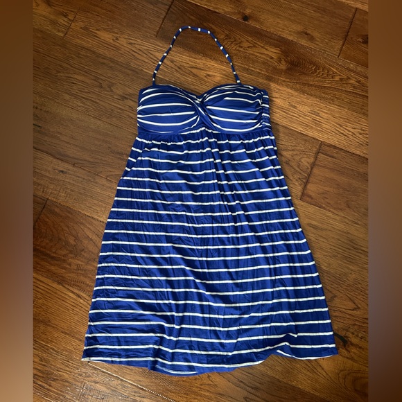 Kenneth Cole Reaction Summer Blue White Stripe Dress - removable strap, padded - Picture 1 of 5